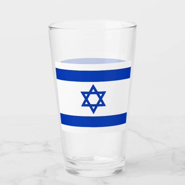 Coupe de verre patriotique avec drapeau d'Israël (Devant)