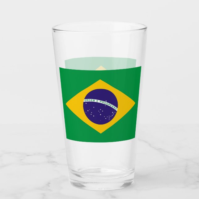 Coupe de verre patriotique avec drapeau du Brésil (Devant)