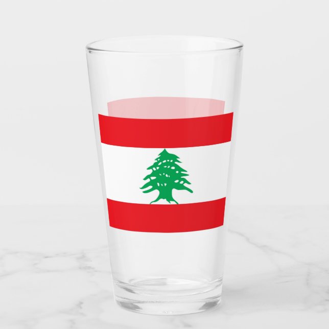 Coupe de verre patriotique avec drapeau du Liban (Devant)