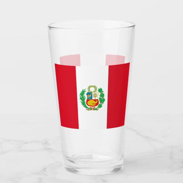 Coupe de verre patriotique avec drapeau du Pérou (Devant)