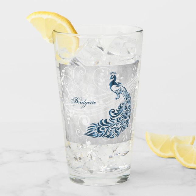 Coupe de verre personnalisée Peacock bleu (Devant glace)