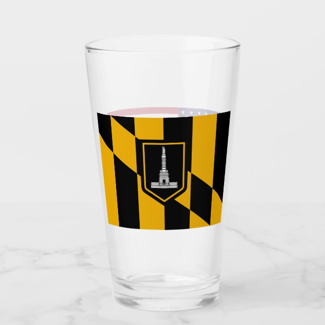 Coupe en verre patriotique avec drapeau de Baltimo (Devant)