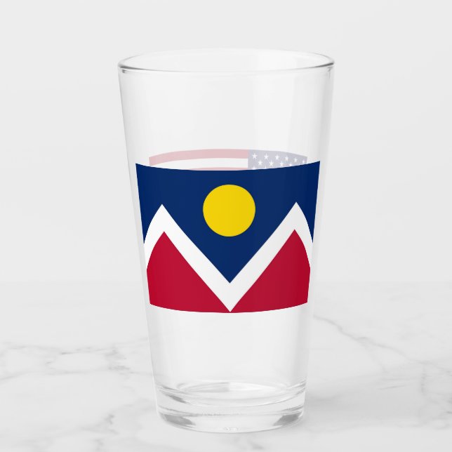 Coupe en verre patriotique avec drapeau de Denver, (Devant)