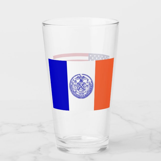 Coupe en verre patriotique avec drapeau de New Yor (Devant)