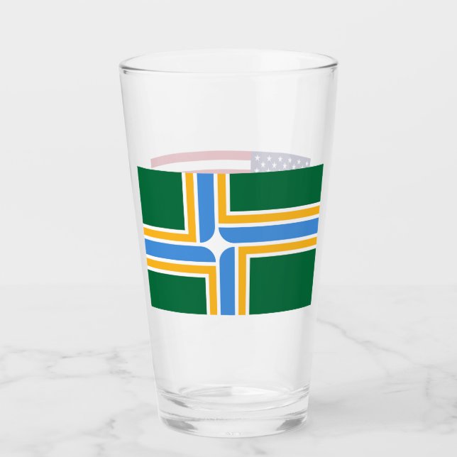 Coupe en verre patriotique avec drapeau de Portlan (Devant)