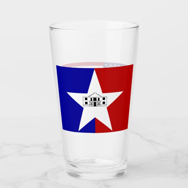 Coupe en verre patriotique avec drapeau de San Ant (Devant)