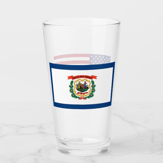 Coupe en verre patriotique avec drapeau de Virgini (Devant)