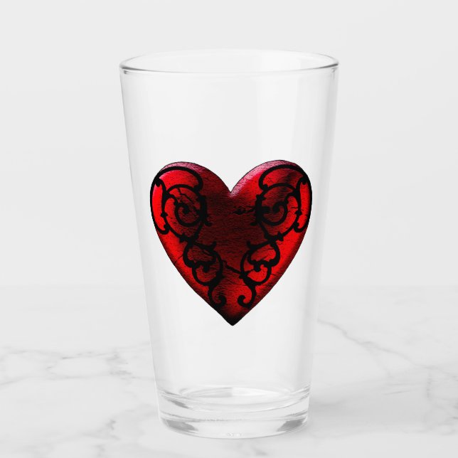Coupe Filigree Goth Red Heart en verre (Devant)