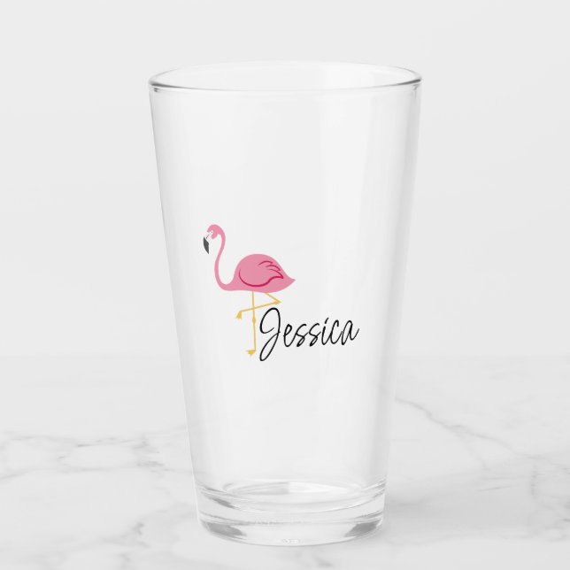 Coupe Flamant rose rose en verre (Devant)
