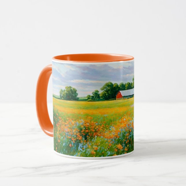Coupe fleur sauvage et Barn Art Mug (Devant gauche)