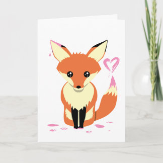 Coupe Fox Peinture rose Coeur personnalisé Carte d