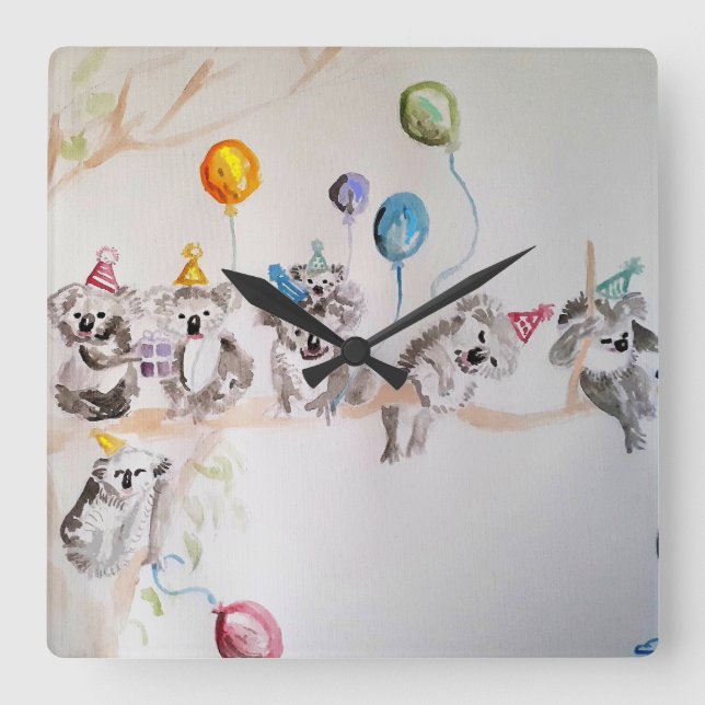 Coupe Koala d'aquarelle Peinture d'art Horloge mur (Recto)