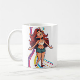 Coupe Mug fille heureuse, vibrante, colorée, amusa