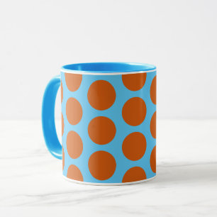 Coupe Orange et Aqua Blue Polka Dot Art Mug