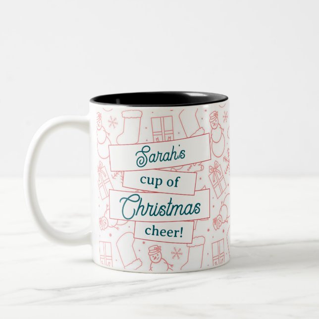 Coupe Rouge personnalisable de Mug de Noël (Gauche)