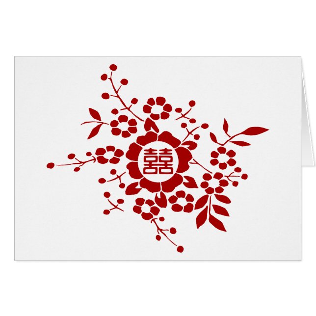 Coupes de papier floral - Double bonheur blanc (Devant horizontal)