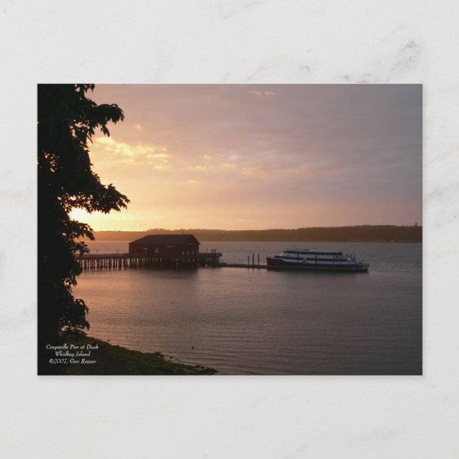Coupeville Pier at Dusk Postcard (Front)