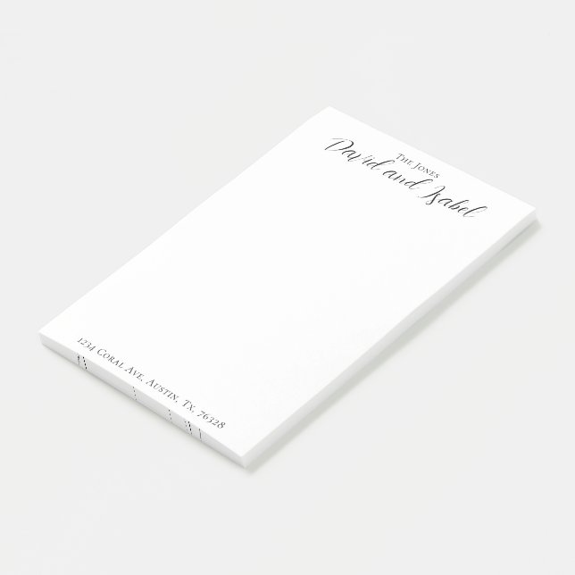 Couple 2 Names Script Address Formal Post-it Notes (Angled)