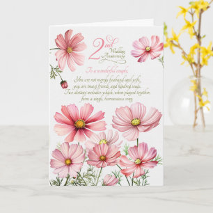 Couple 2nd Anniversary Sentimental Pink Cosmos Card
