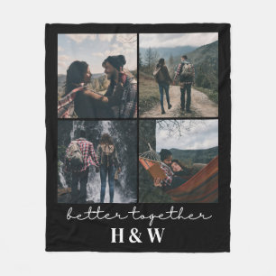 Couple 4 Photo Collage Fleece Blanket