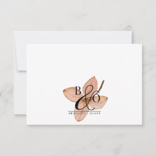 Couple Ampersand Monogram Rustic Watercolor Leaf Card