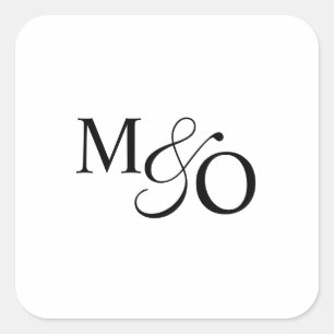 Couple Ampersand Monogram Square Sticker