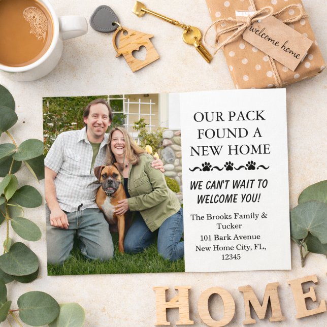Couple and Dog Moving Announcement Postcard (couple and dog new home announcement)