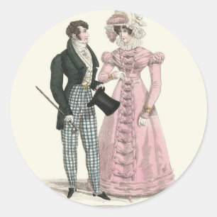 Couple Antique Wedding 1823 Man Woman Fashion Classic Round Sticker