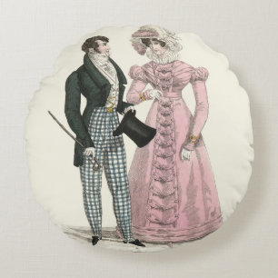 Couple Antique Wedding 1823 Man Woman Fashion Round Pillow