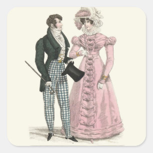 Couple Antique Wedding 1823 Man Woman Fashion Square Sticker