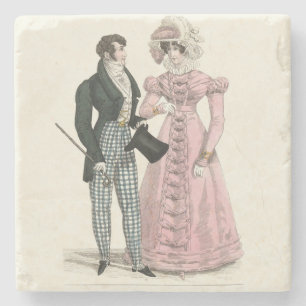 Couple Antique Wedding 1823 Man Woman Fashion Stone Coaster
