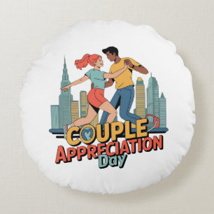 Couple Appreciation Day Round Pillow