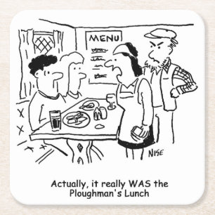 Couple are Told They've Eaten Ploughman's Lunch Square Paper Coaster