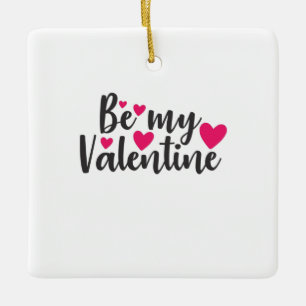 Couple Art Be My Valentine Ceramic Ornament