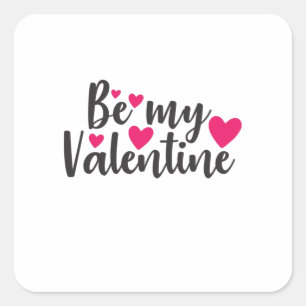 Couple Art Be My Valentine Square Sticker