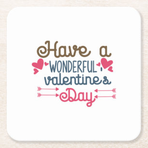 Couple Art Have A Wonderful Valentine's Day Square Paper Coaster
