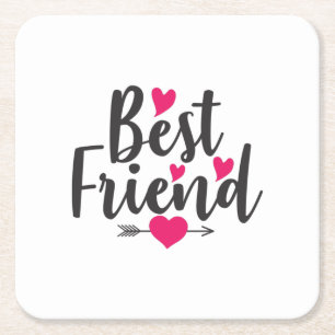 Couple Art Heart Best Friend Square Paper Coaster