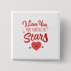 Couple Art I Love You More Than All The Stars 2 Inch Square Button