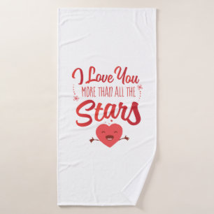 Couple Art I Love You More Than All The Stars Bath Towel