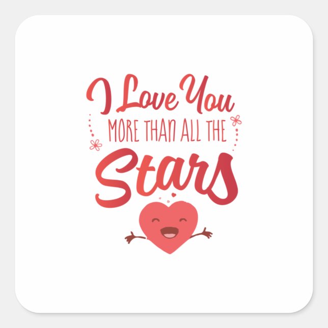 Couple Art I Love You More Than All The Stars Square Sticker (Front)