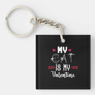 Couple Art My Cat Is My Valentine Keychain