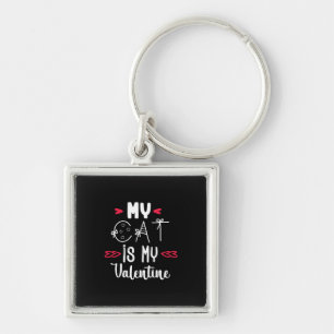 Couple Art My Cat Is My Valentine Keychain