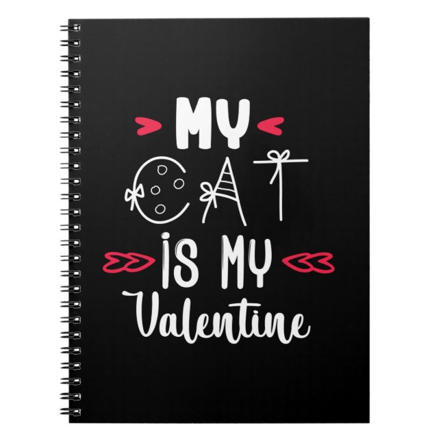 Couple Art My Cat Is My Valentine Notebook (Front)