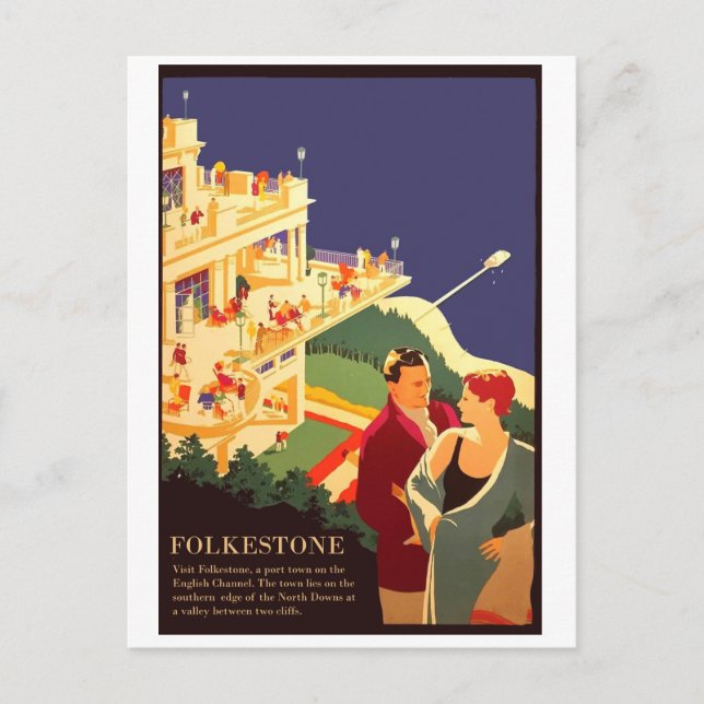 Couple at Folkestone Beach Postcard (Front)