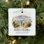 Couple at Los Angeles California Watercolor Travel Ceramic Ornament<br><div class="desc">Couple at Los Angeles California | Watercolor Travel Art Ceramic Ornament. Personalize with your own text. This is another 100% original Snuggle Hamster Designs.

#TravelSouvenirCeramicOrnaments,  #HandmadeCeramicTravelKeepsakes,  #DestinationThemedCeramicOrnaments,  #CeramicOrnamentsForTravelLovers,  #UniqueTravelGiftOrnaments,  #CustomTravelCeramics,  #TravelInspiredCeramicDecorations,  #WorldTravelCeramicCollectibles,  #CeramicOrnamentsForTravelers,  #PersonalizedTravelCeramicOrnaments</div>