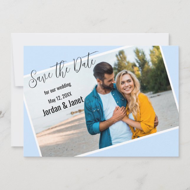 Couple At The Beach Flat Save The Date Card (Front)