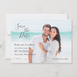Couple at the Beach Photo Save the Date Card