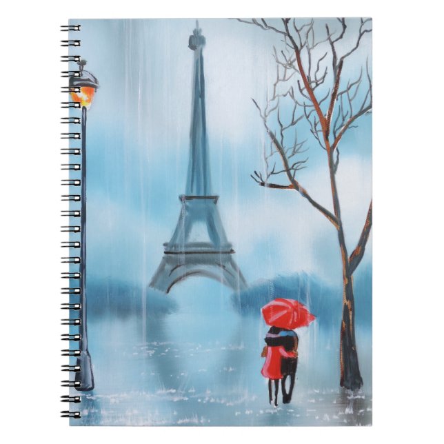Couple at the Eiffel Tower Paris painting Notebook (Front)