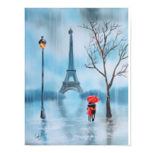 Couple at the Eiffel Tower Paris painting Poster