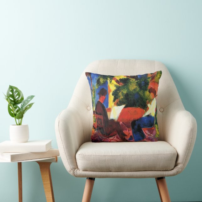Couple At The Garden Table by August Macke Throw Pillow (Chair)